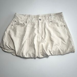 American Eagle Bubble Mini Skort Skirt Cream Beige High Rise Size 12 Lined